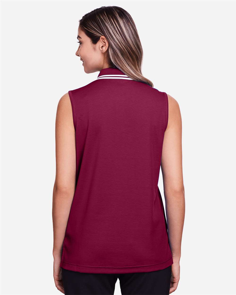 Women's CrownLux Performance® Plaited Tipped Sleeveless Polo