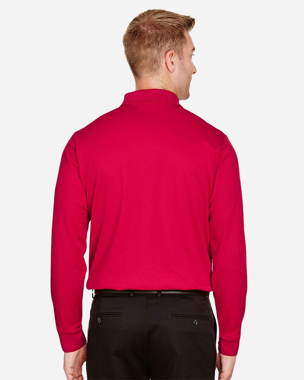 Men's Tall CrownLux Performance® Plaited Long Sleeve Polo