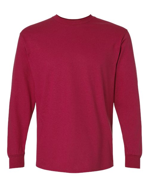 Gildan Adult Ultra Cotton Long Sleeve T-Shirt, Style G2400, White/Cardinal Small