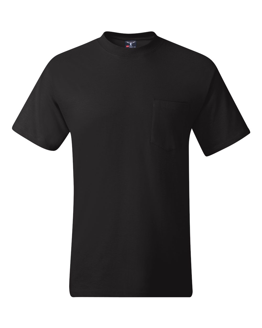 Hanes Men's Pocket T-Shirts Heritage Dyed Short Sleeve Crewneck Black Soot -L
