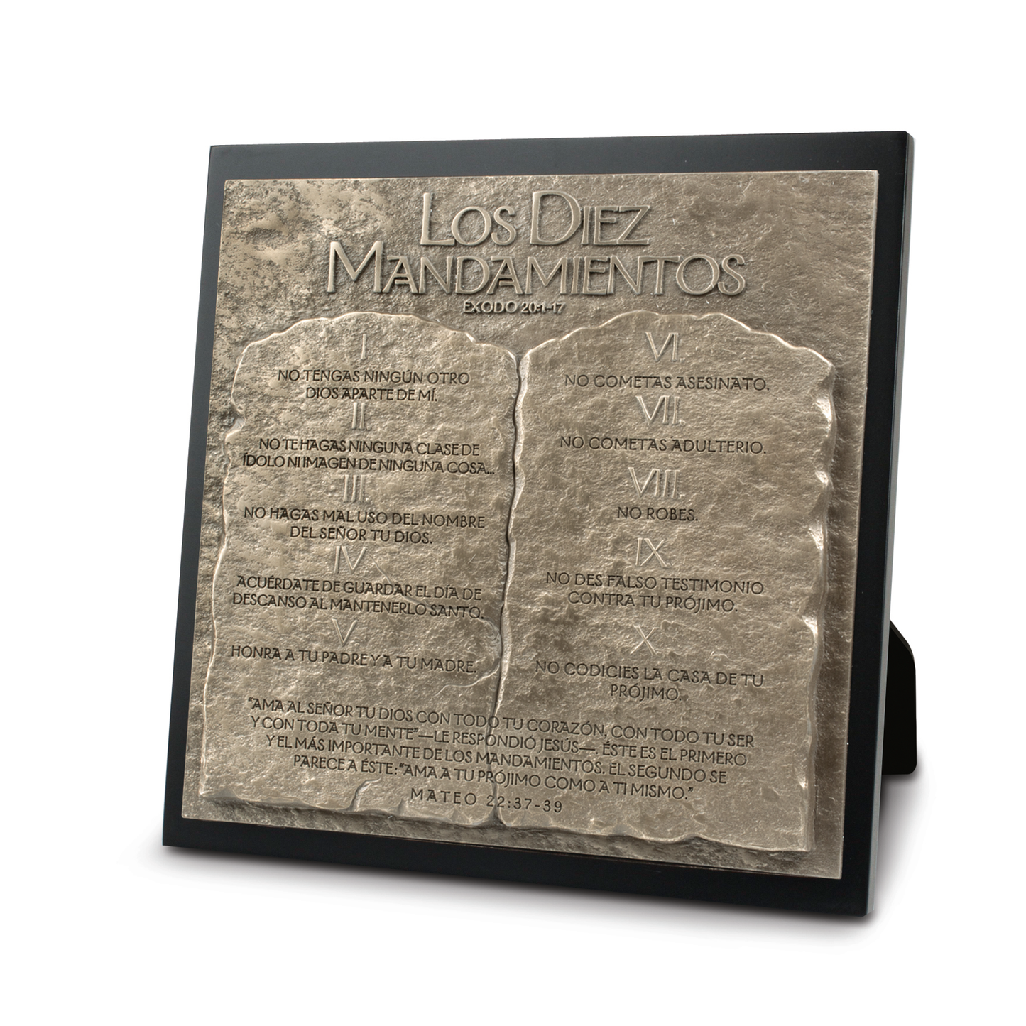 Lighthouse Christian Products Los Diez Mandamientos (The 10 Commandments) 3-D Relief 8.75 x 8.75 Cast Stone Plaque