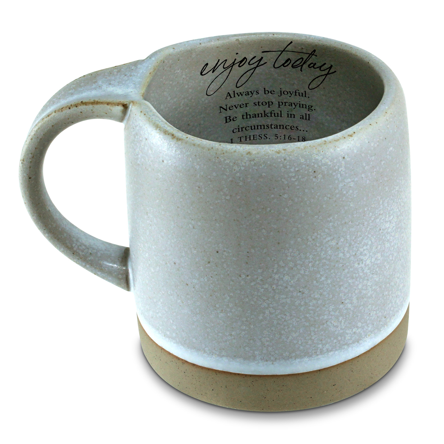 Lighthouse Christian Products Enjoy Today - 1 Thess. 5:16-18 - Stone Grey 18 Ounce Ceramic Drinking Mug