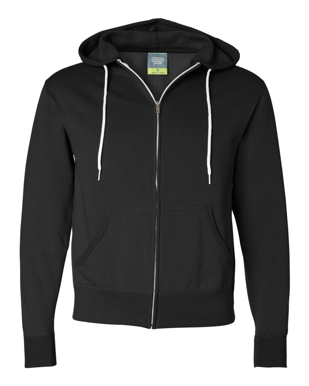 Independent Trading AFX90UNZ Men's Full-Zip Hooded Sweatshirt Black XS