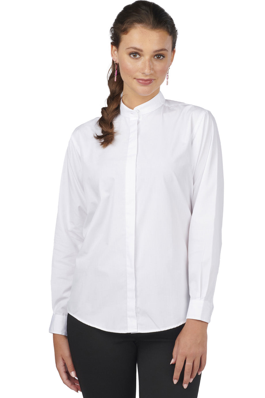 BANDED COLLAR LADIES SHIRT