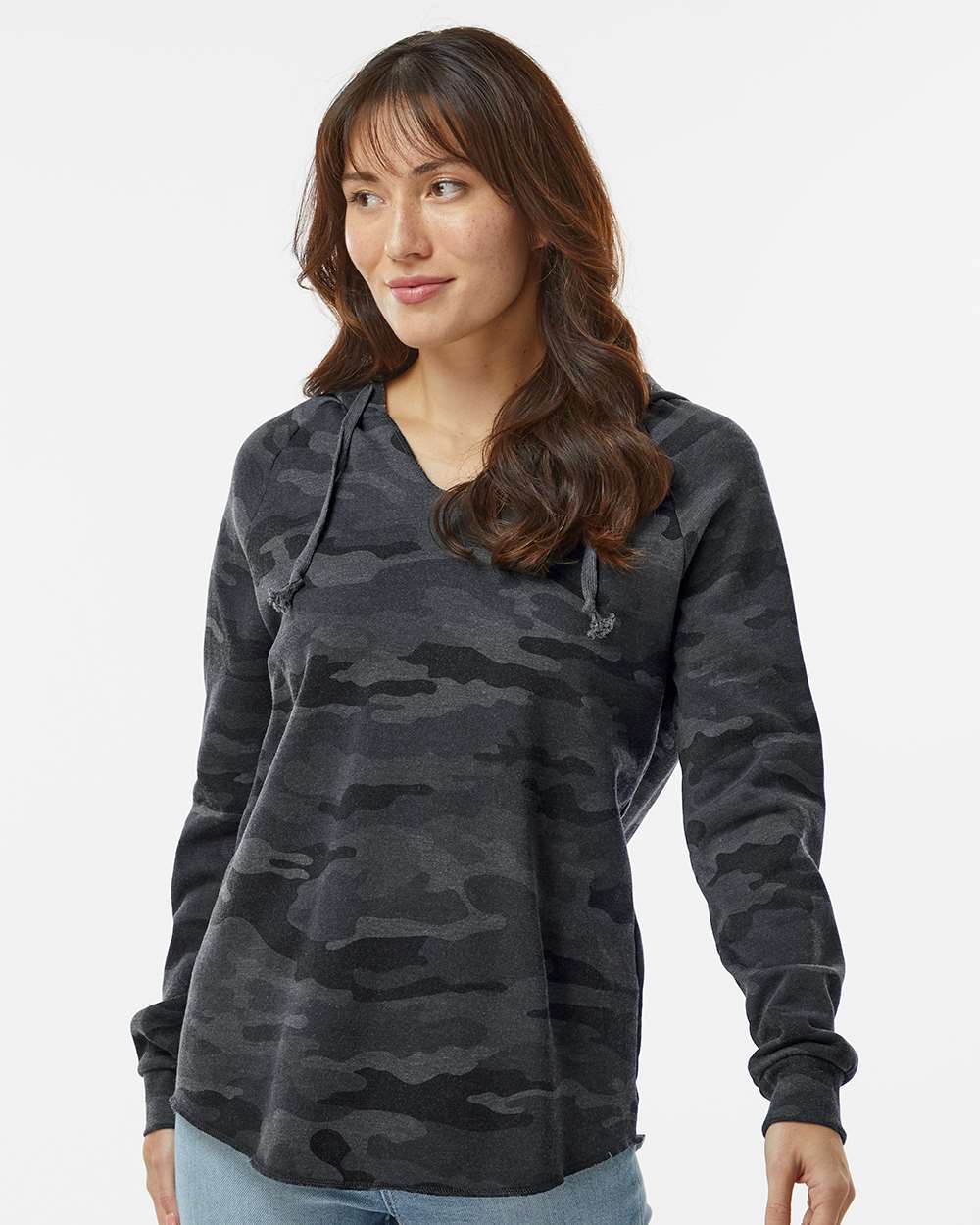 Independent Trading Co. Womenâ€™s Lightweight California Wave Wash Hooded Sweatshirt