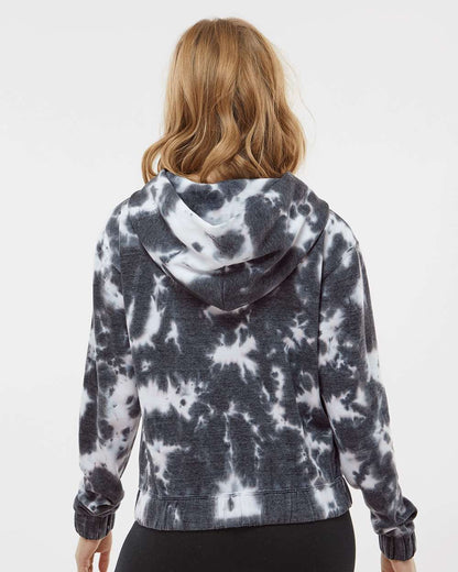 Women's Sueded Fleece Tie-Dyed Crop Hooded Sweatshirt