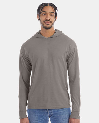 Unisex Garment-Dyed Jersey Hooded Long Sleeve T-Shirt