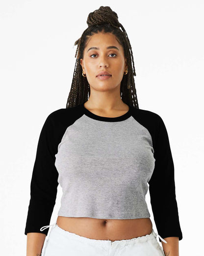 Women's Micro Rib Three-Quarter Raglan Sleeve Baby Tee