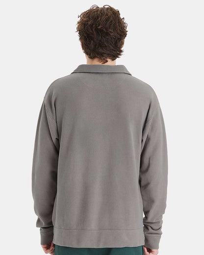 Unisex Garment-Dyed Polo Collar Sweatshirt