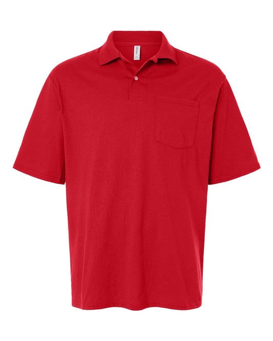 Jerzees Men's Pocket P-Short Sleeve Polo Shirts, Dri-Power, Sizes S-5X - True Red, Medium
