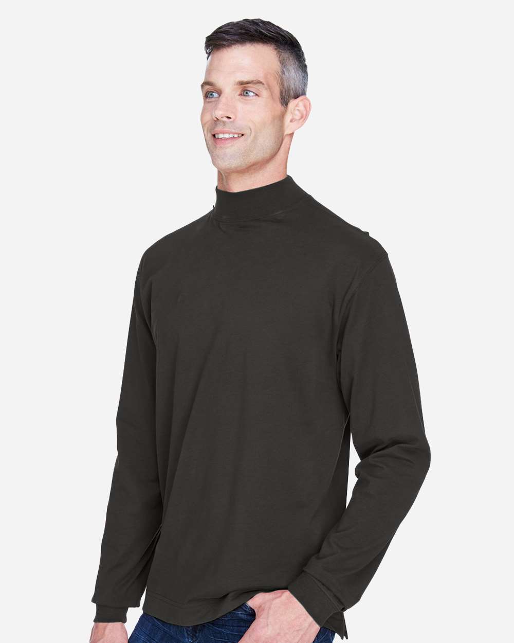 Unisex Sueded Jersey Mock Neck T-Shirt
