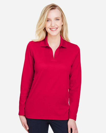 Women's CrownLux PerformanceÃ‚Â®Ã‚Â Plaited Long Sleeve Polo