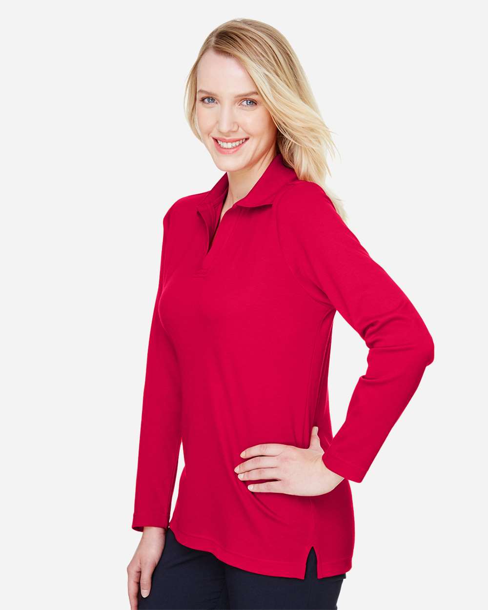 Women's CrownLux PerformanceÃ‚Â®Ã‚Â Plaited Long Sleeve Polo