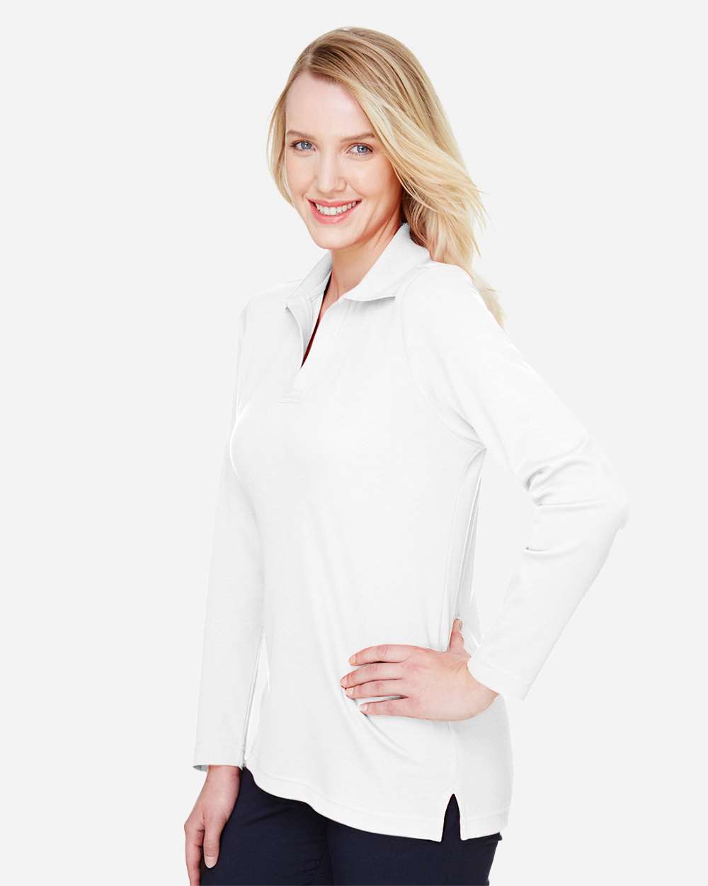 Women's CrownLux PerformanceÃ‚Â®Ã‚Â Plaited Long Sleeve Polo