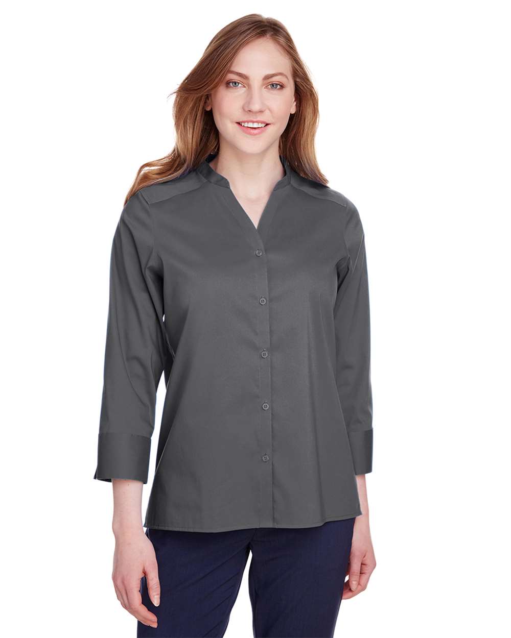 Women's Crown CollectionÃ‚Â® Stretch Broadcloth Three-Quarter Sleeve Blouse