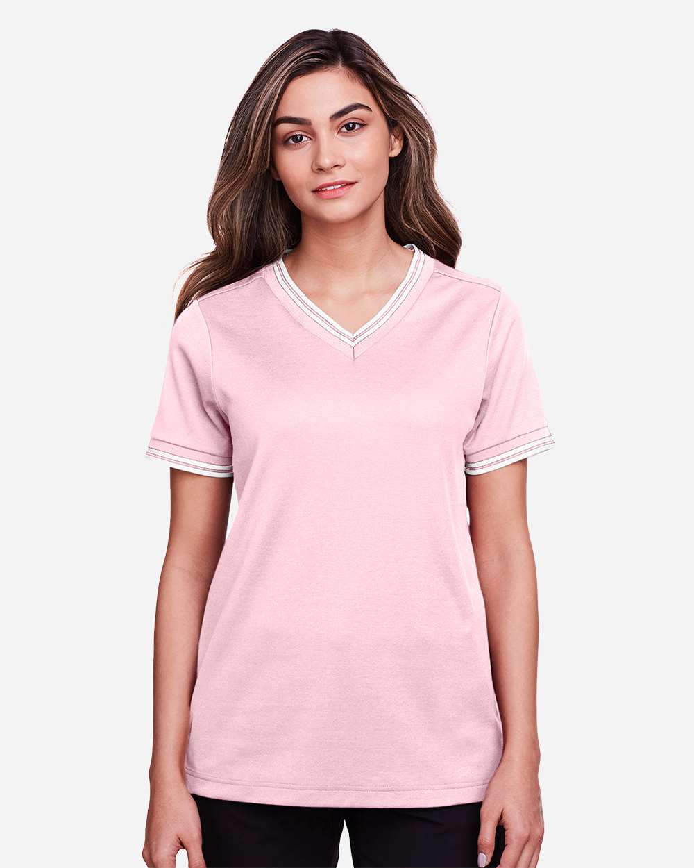 Women's CrownLux PerformanceÃ‚Â®Ã‚Â Plaited Tipped V-Neck Shirt