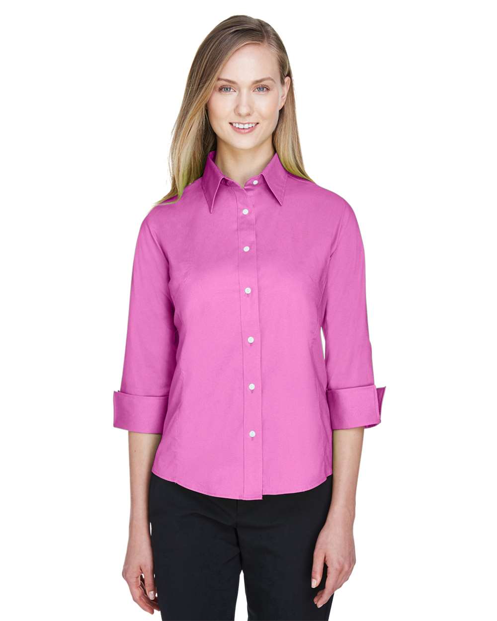 Women's Perfect FitÃ‚â„¢ Three-Quarter Sleeve Stretch Poplin Dress Shirt