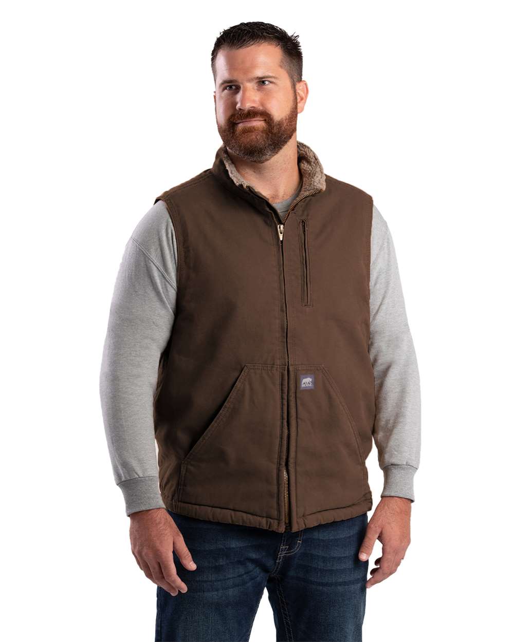 Men's Heartland Sherpa-Lined Washed Duck Vest