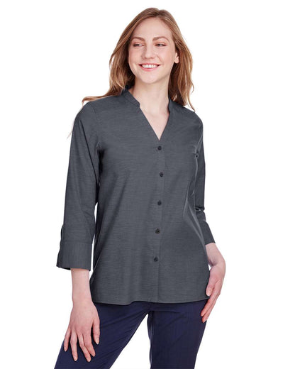 Women's Crown CollectionÃ‚Â® Stretch Pinpoint Chambra Three-Quarter Sleeve Shirt
