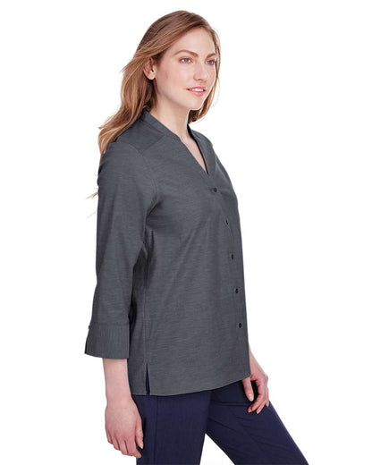 Women's Crown CollectionÃ‚Â® Stretch Pinpoint Chambra Three-Quarter Sleeve Shirt