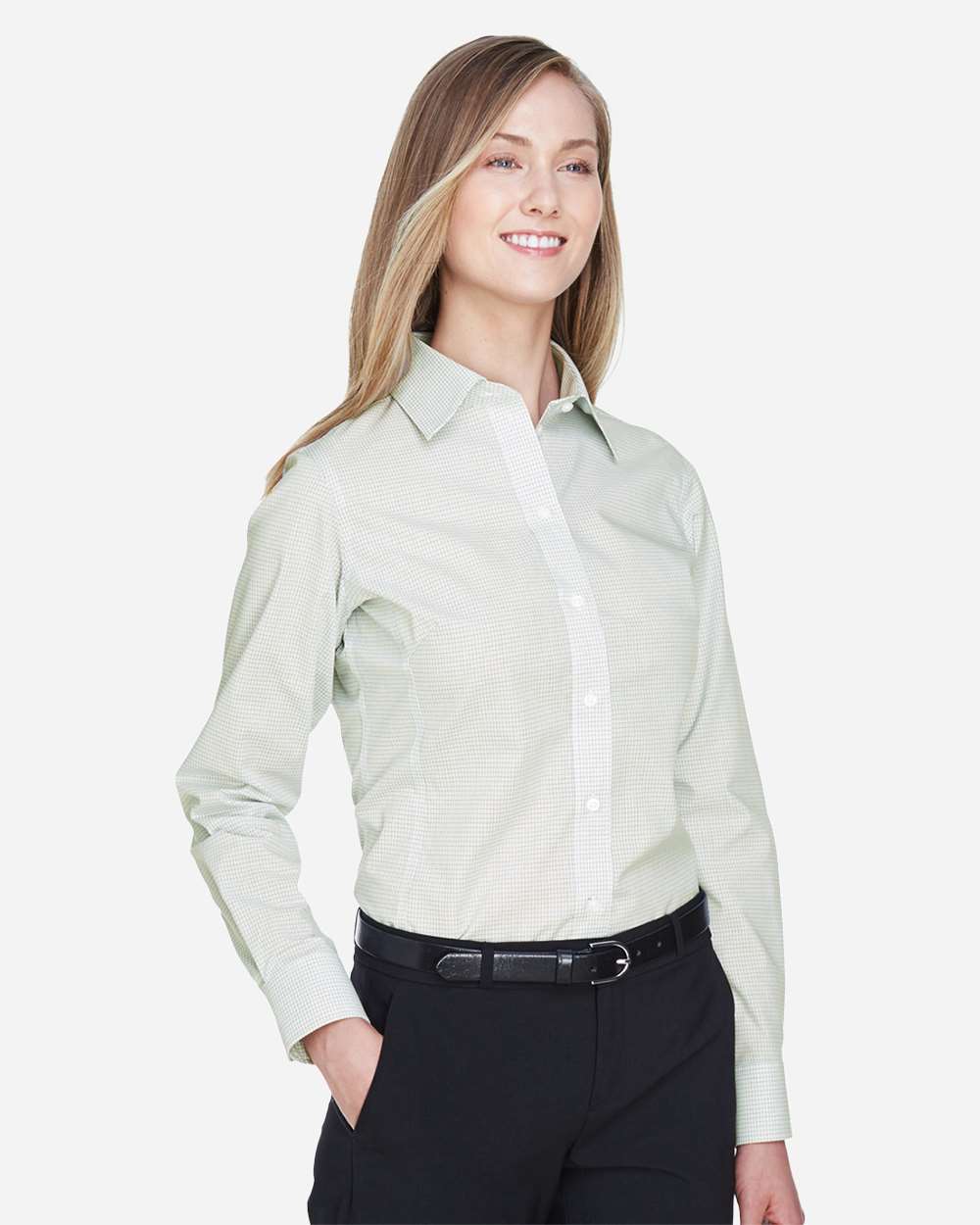 Women's Crown CollectionÃ‚Â® Micro Tattersall Woven Dress Shirt