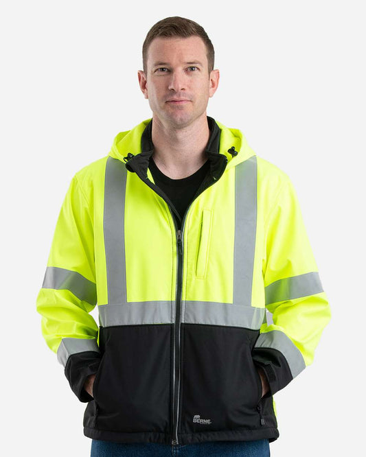 Men's Hi-Vis Class 3 Hooded Soft Shell Jacket