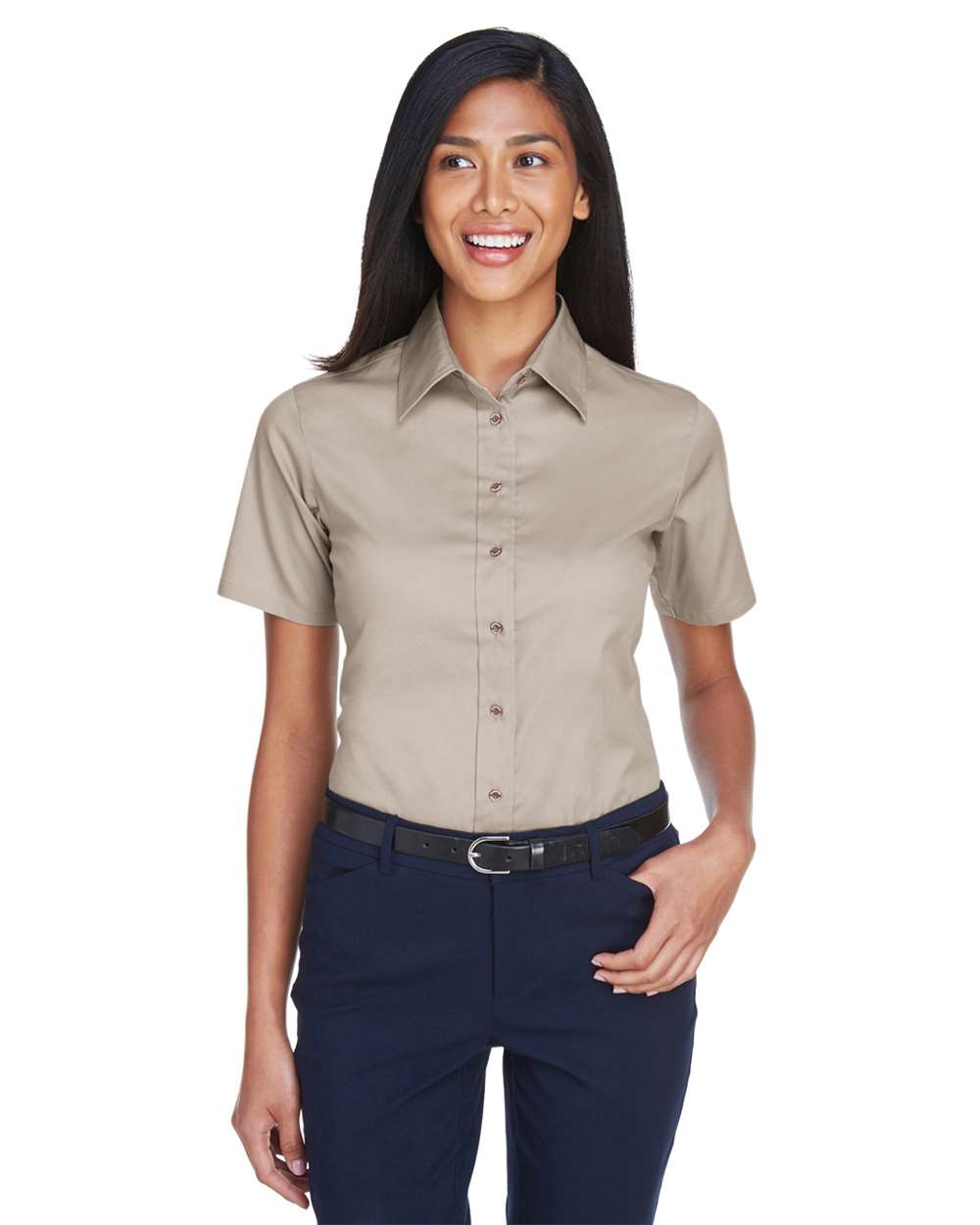 Women's Easy BlendÃ‚â„¢ Short Sleeve Twill Dress Shirt withÃ‚Â Stain-Release