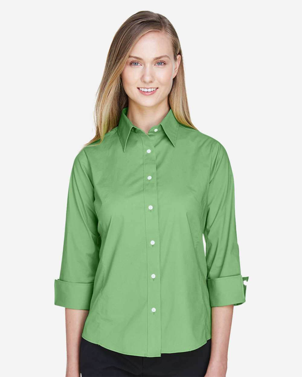Women's Perfect FitÃ‚â„¢ Three-Quarter Sleeve Stretch Poplin Dress Shirt
