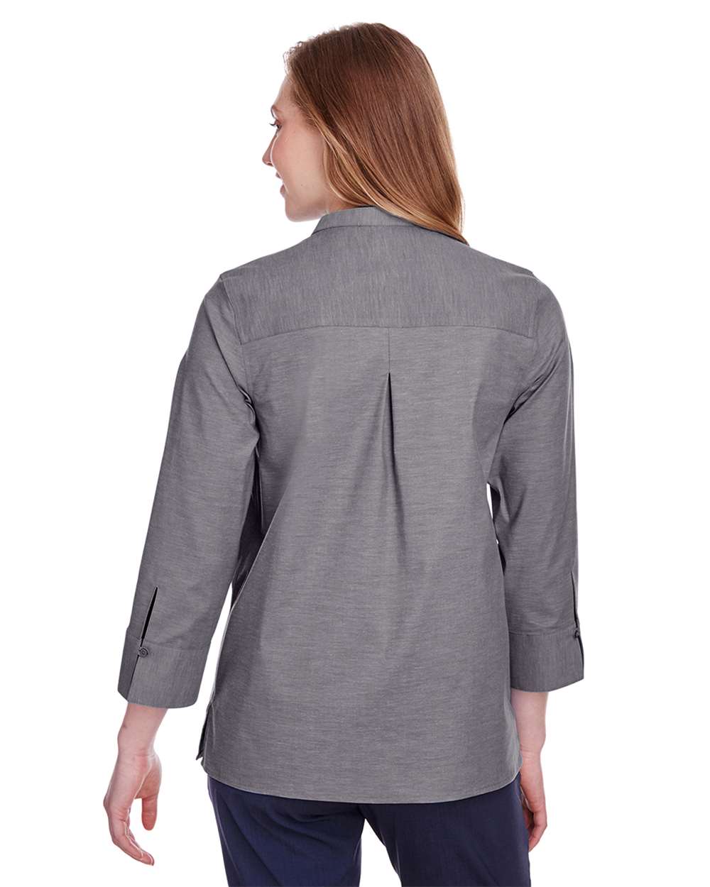 Women's Crown CollectionÃ‚Â® Stretch Pinpoint Chambra Three-Quarter Sleeve Shirt