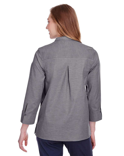 Women's Crown CollectionÃ‚Â® Stretch Pinpoint Chambra Three-Quarter Sleeve Shirt