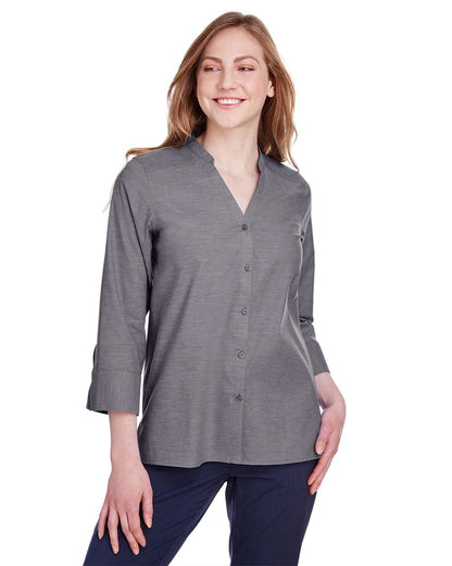 Women's Crown CollectionÃ‚Â® Stretch Pinpoint Chambra Three-Quarter Sleeve Shirt