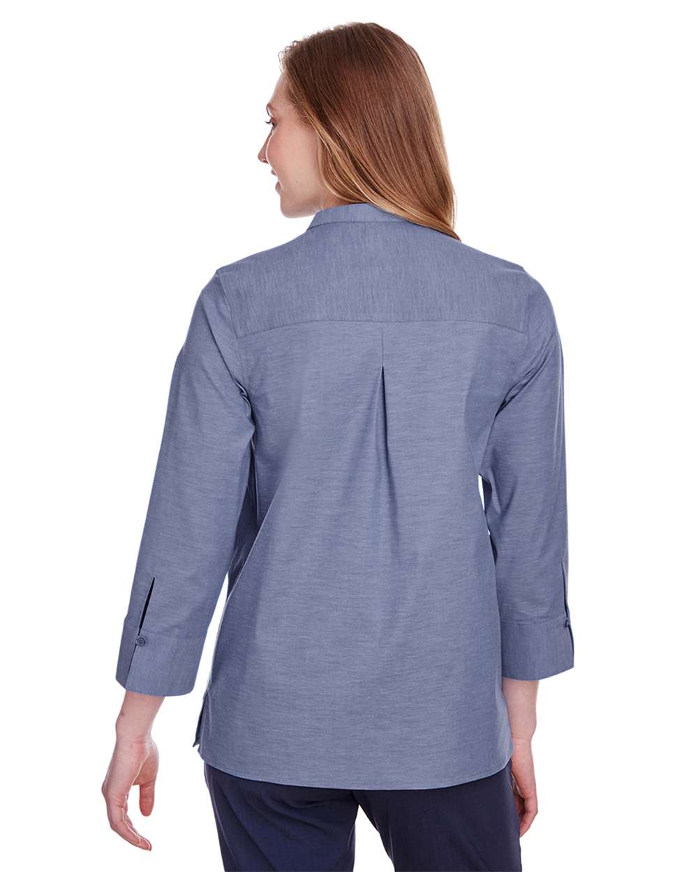 Women's Crown CollectionÃ‚Â® Stretch Pinpoint Chambra Three-Quarter Sleeve Shirt