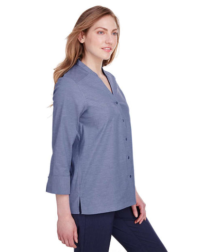 Women's Crown CollectionÃ‚Â® Stretch Pinpoint Chambra Three-Quarter Sleeve Shirt