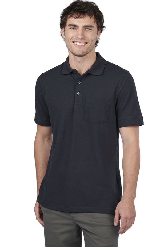 Edwards Blended Pique P-Short Sleeve Polo with Pocket Large Navy