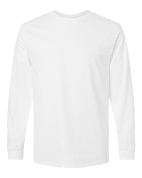 Gildan Adult Ultra Cotton Long Sleeve T-Shirt, Style G2400, White/Cardinal Small