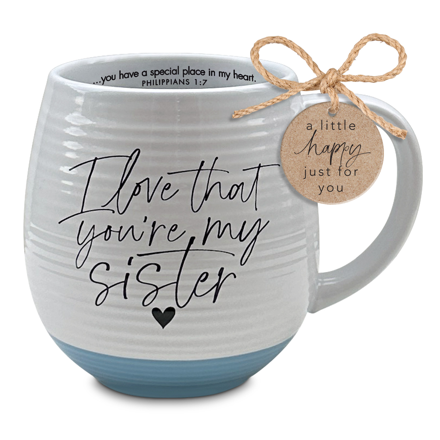 Lighthouse Christian Products Inspirational Coffee Cup Drinking Mug, 18 Ounce Ceramic, I Love That You're My Sister