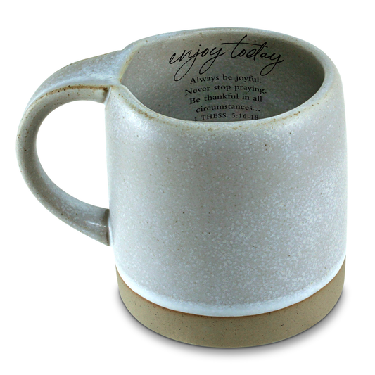 Lighthouse Christian Products Enjoy Today - 1 Thess. 5:16-18 - Stone Grey 18 Ounce Ceramic Drinking Mug