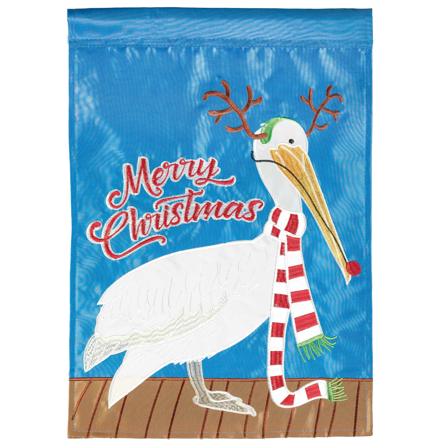 Magnolia Garden Merry Christmas White Pelican 13 x 18 Polyester Outdoor Hanging Garden Flag