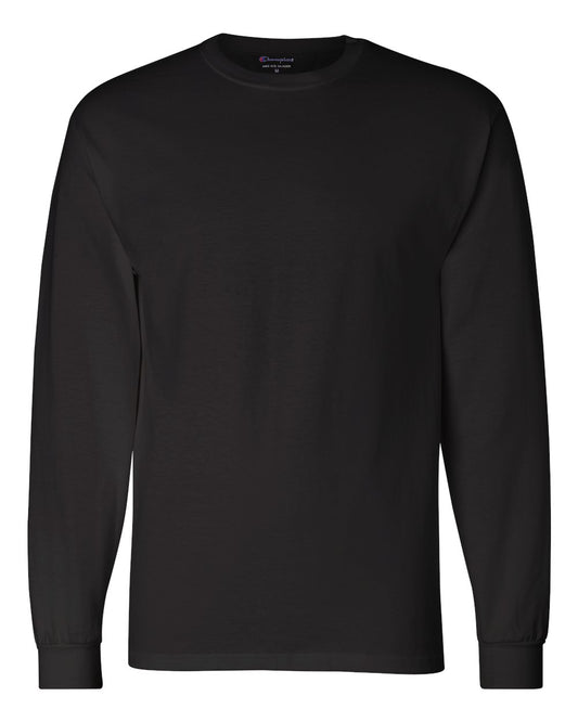 Champion mens Classic Jersey Long-sleeve Tee Shirt, Black, Large US