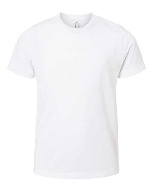 Sublivie Youth 100% Polyester Crew Neck Short Sleeve Sublimation Tee, White, Small