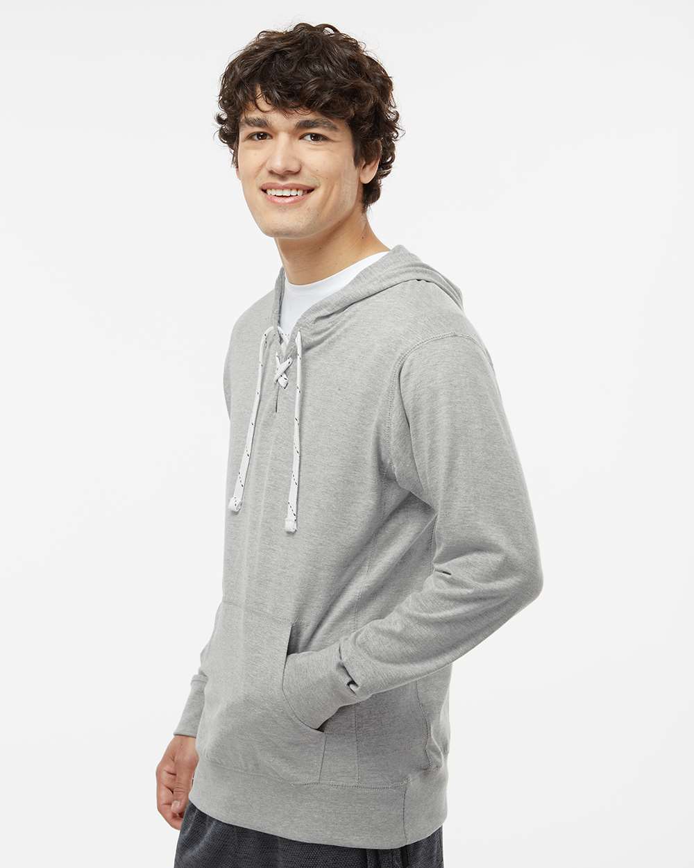 Unisex Jersey Sport Lace Hooded Pullover