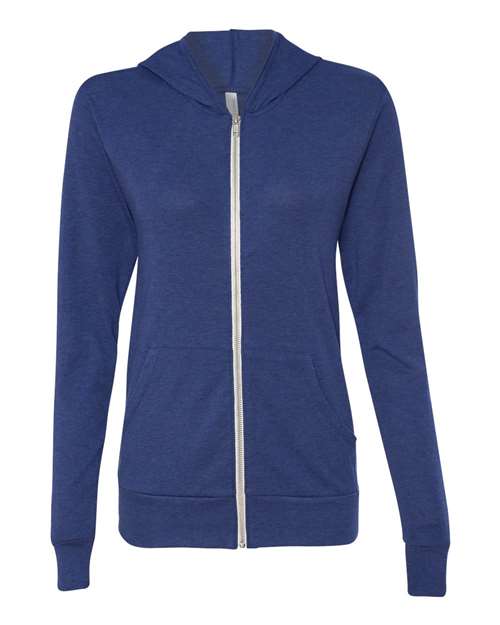 BELLA + CANVAS Unisex Triblend Lightweight Full-Zip Hooded Long Sleeve Tee