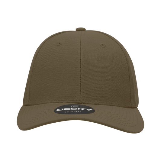 6 Panel High Profile Structured Acrylic/Polyester Fitted, Brown, 6 7/8