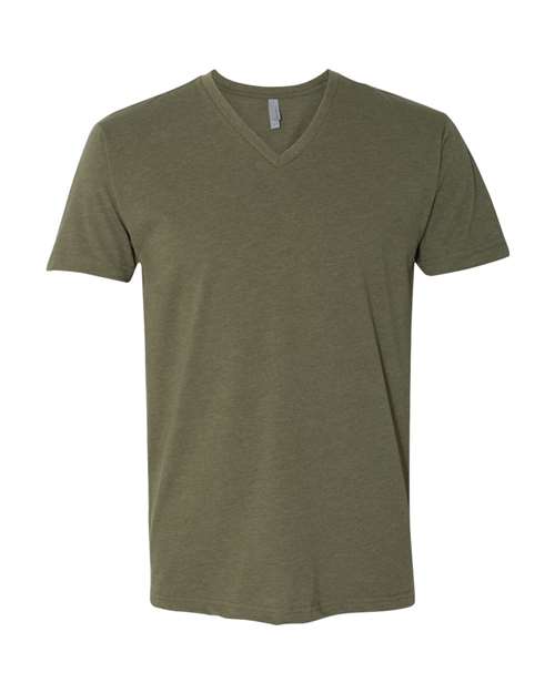 Next Level Apparel 6240 Mens Premium t-V-Neck Tee, Black + Military Green (2 Pack)-Medium