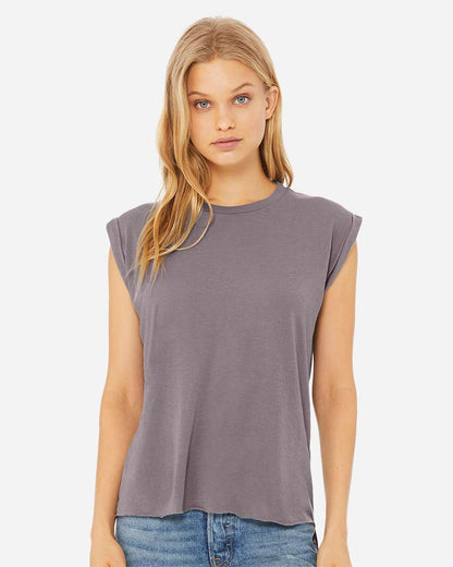 WomenÃ‚â€™s Flowy Rolled Cuffs Muscle Tee