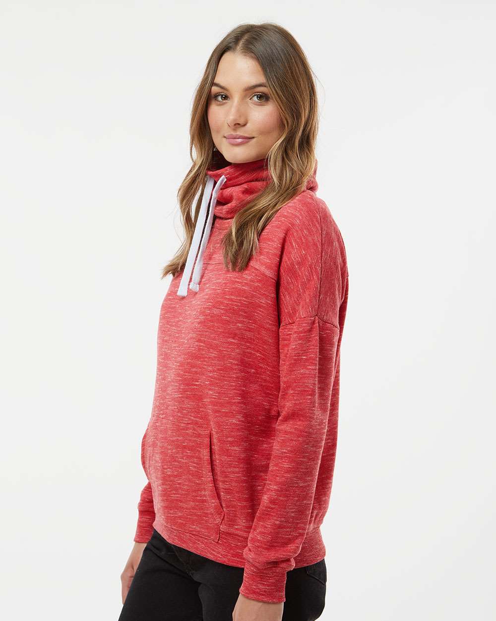 WomenÃ‚â€™s MÃƒÂ©lange Fleece Cowl Neck Sweatshirt