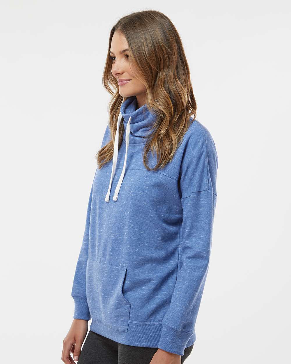 WomenÃ‚â€™s MÃƒÂ©lange Fleece Cowl Neck Sweatshirt
