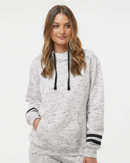 WomenÃ‚â€™s MÃƒÂ©lange Fleece Striped-Sleeve Hooded Sweatshirt