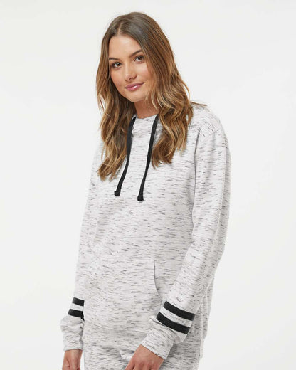 WomenÃ‚â€™s MÃƒÂ©lange Fleece Striped-Sleeve Hooded Sweatshirt