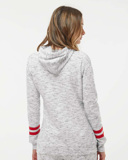 WomenÃ‚â€™s MÃƒÂ©lange Fleece Striped-Sleeve Hooded Sweatshirt